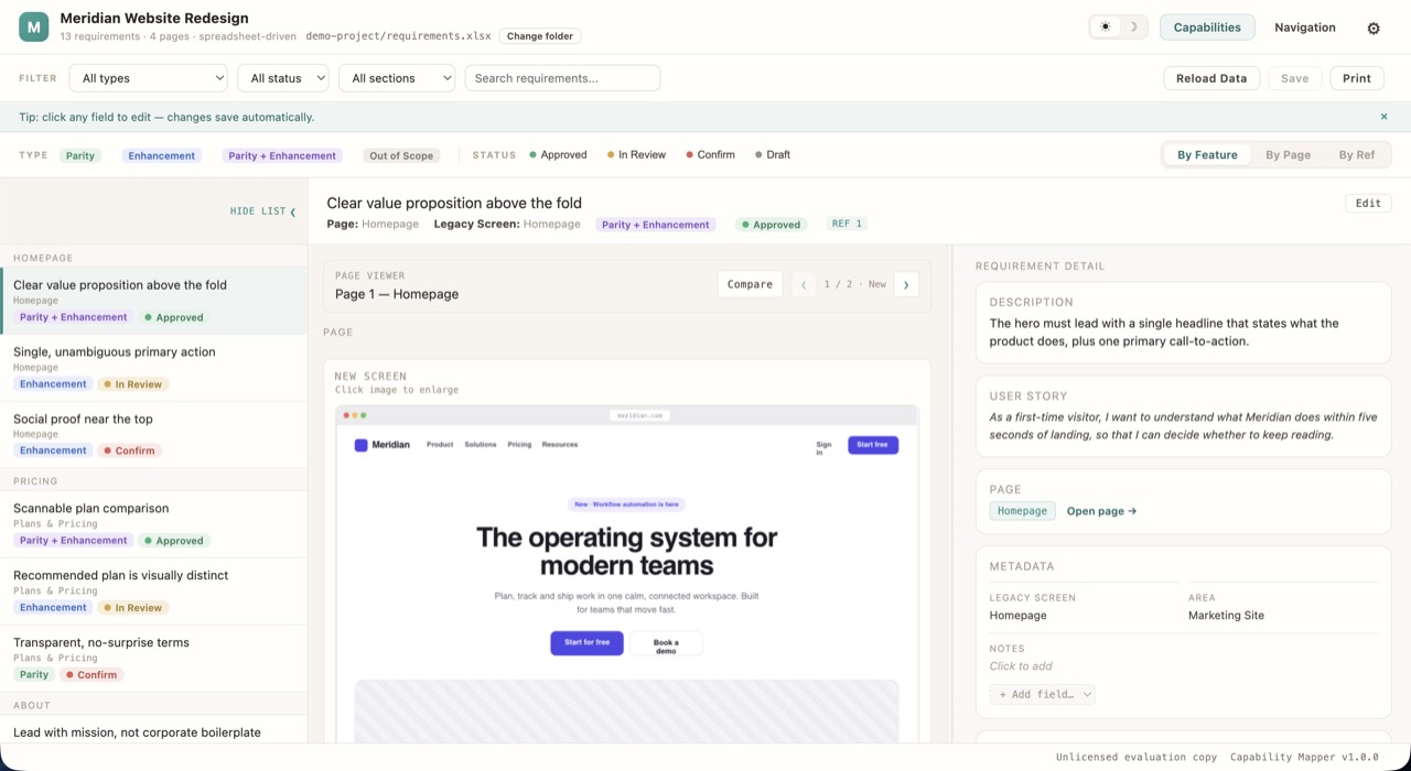 Product Capability Mapper preview