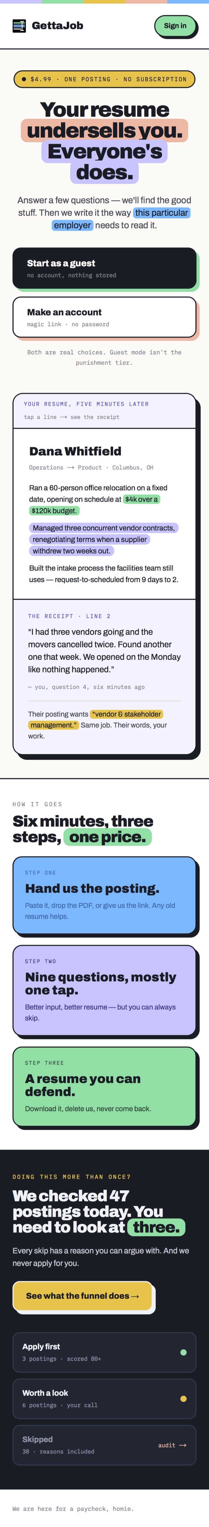 GettaJob on a phone